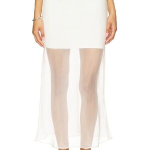 Line & Dot White Sheer Overlay Maxi Skirt